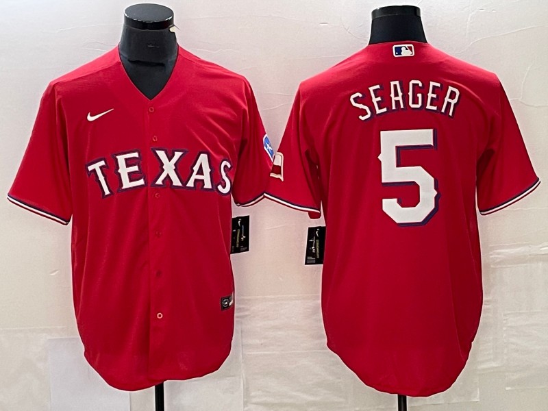 Men's Texas Rangers Corey Seager #5 Red Jersey
